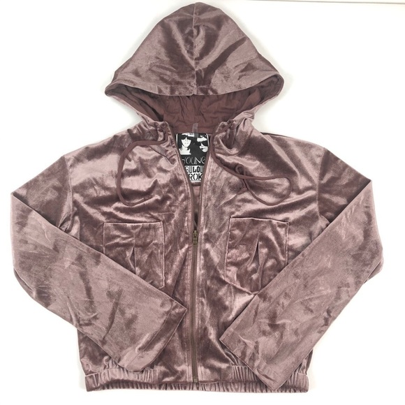 Young Fabulous & Broke Fritzy Velvet hooded zip front jacket size XS - Picture 3 of 8